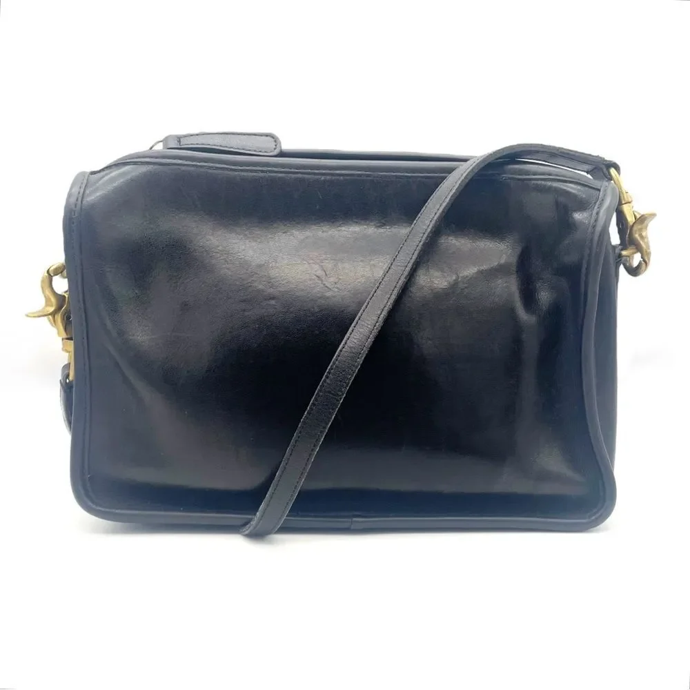 Vintage 70s Coach Leatherworks Black Leather Companion Bag #9300 Made in NYC USA